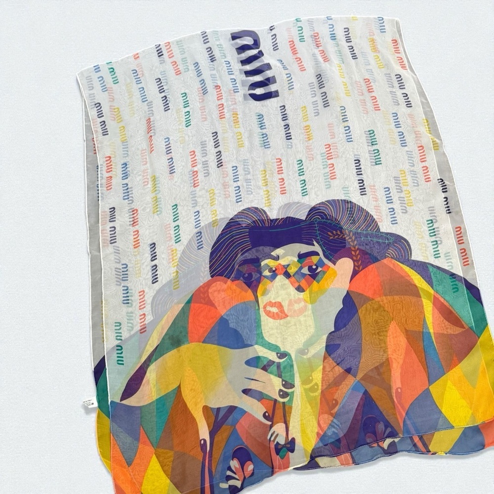 Miu Miu Harlequin Art 100% Silk Scarf